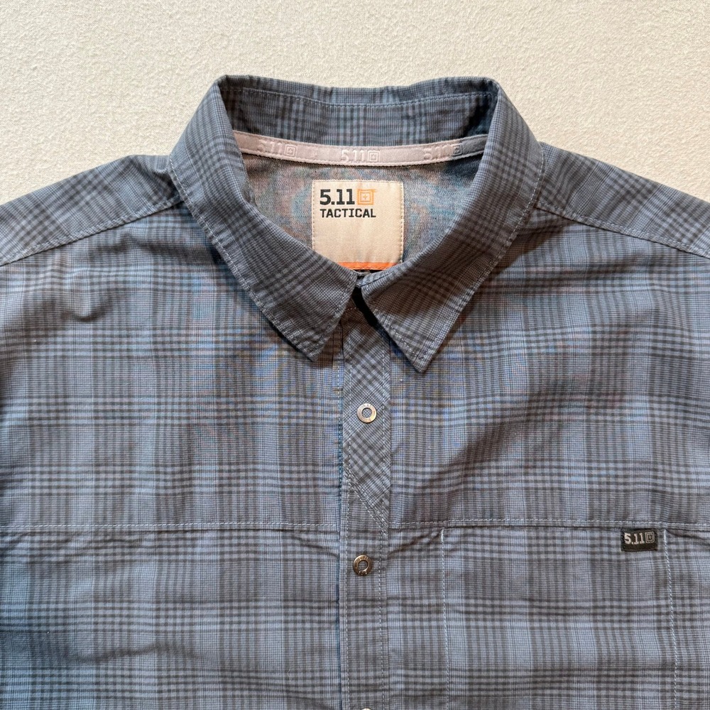 5.11 Tactical‎ Snap Blue Plaid Long Sleeve Performance Shirt Men Size M
